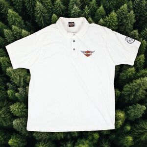 VINTAGE 2003 HARLEY DAVIDSON POLO EMBROIDERED WINGS LOGO